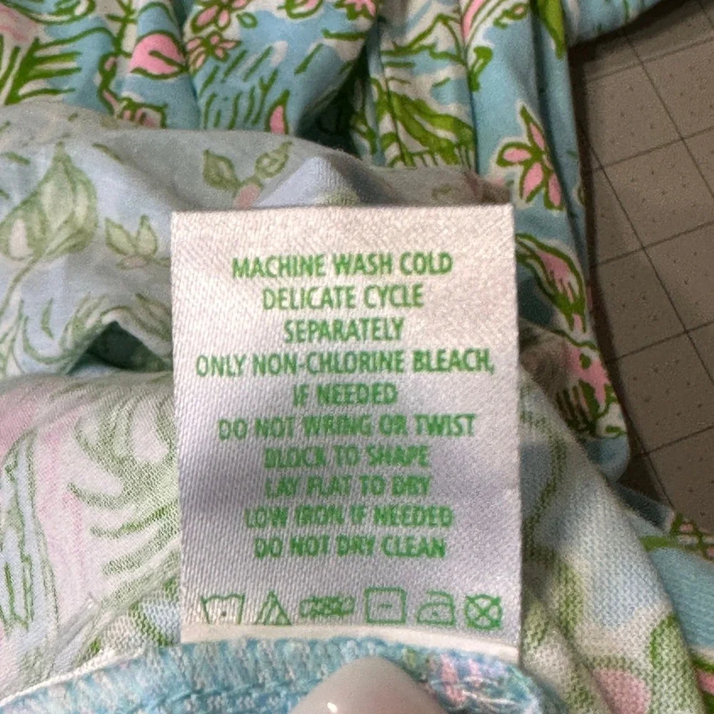 Lilly Pulitzer NWOT Mermaid Cove Maxi Dress SZXL Blue Green Cotton Linen blend - Picture 15 of 15
